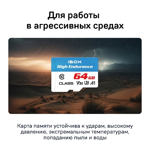 Карта памяти microSDXC 64GB iBOX High Endurance Speed Card